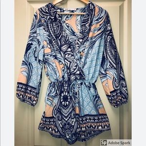 Fraiche by J - Long sleeved Patterned Romper